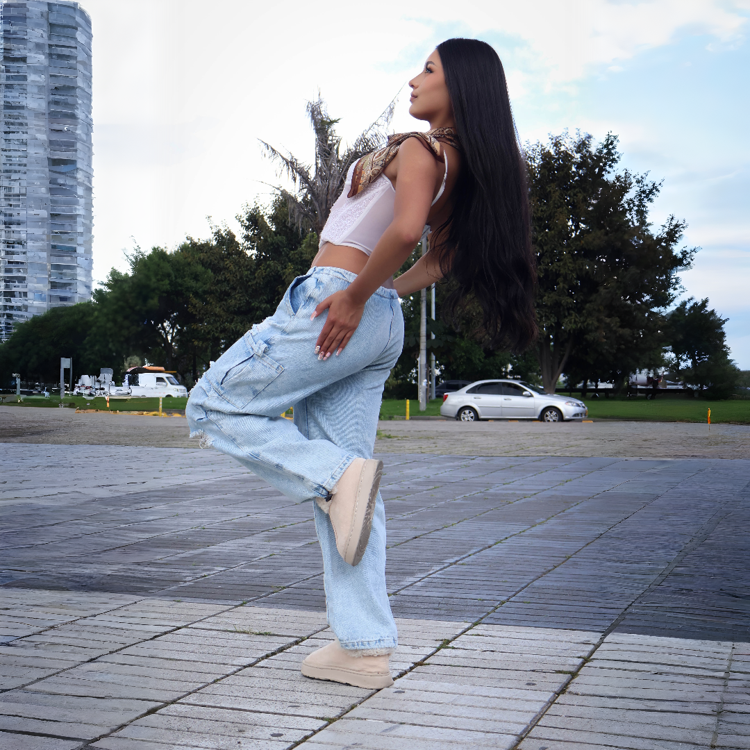 JEAN CARGO BAGGY — ICE BLUE