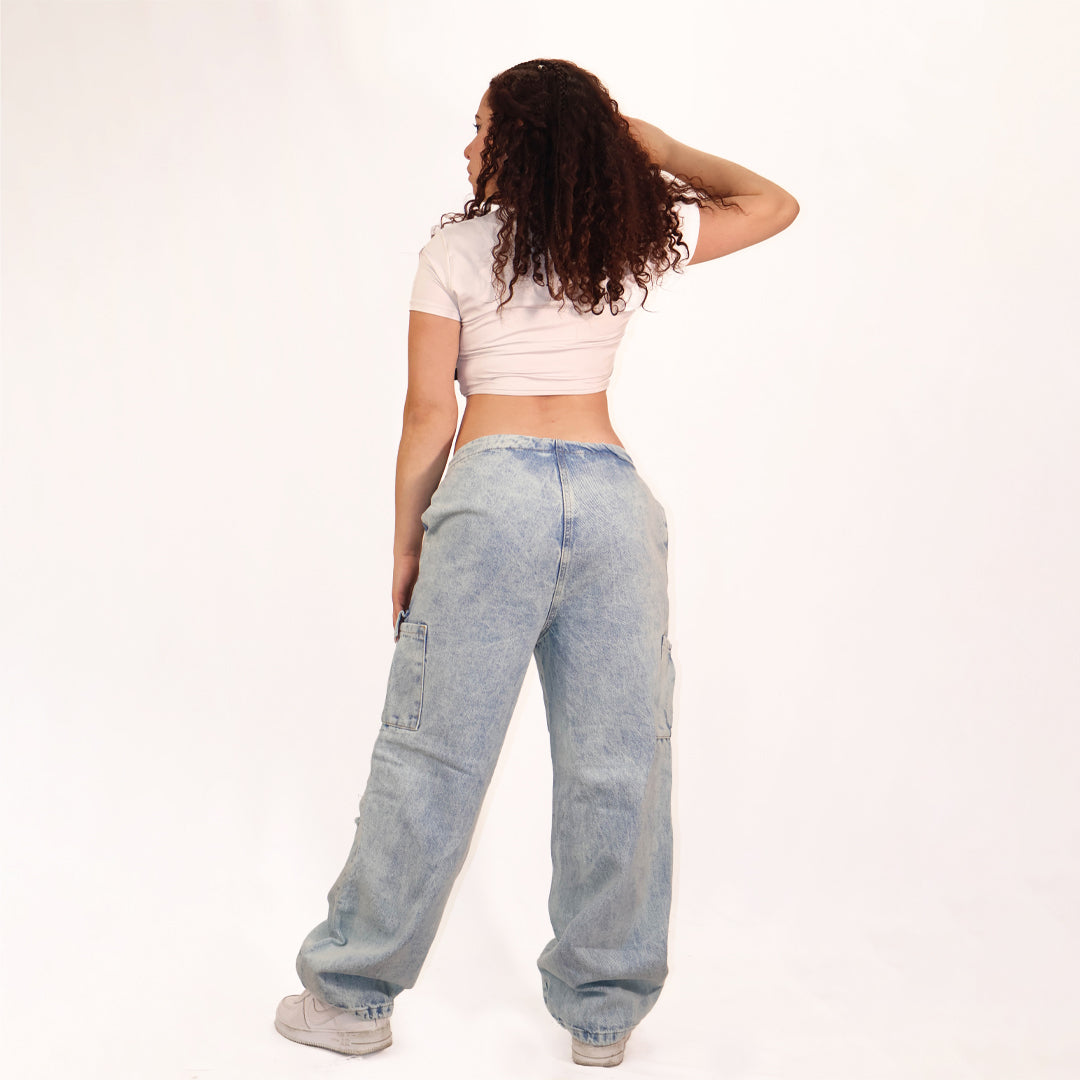 JEAN CARGO BAGGY — ICE BLUE