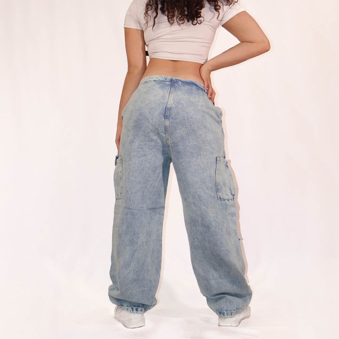 JEAN CARGO BAGGY — ICE BLUE